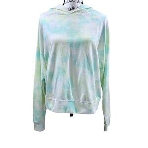 Danskin green hoodie women tie dye long sleeve hoodie sweater size L boho gym